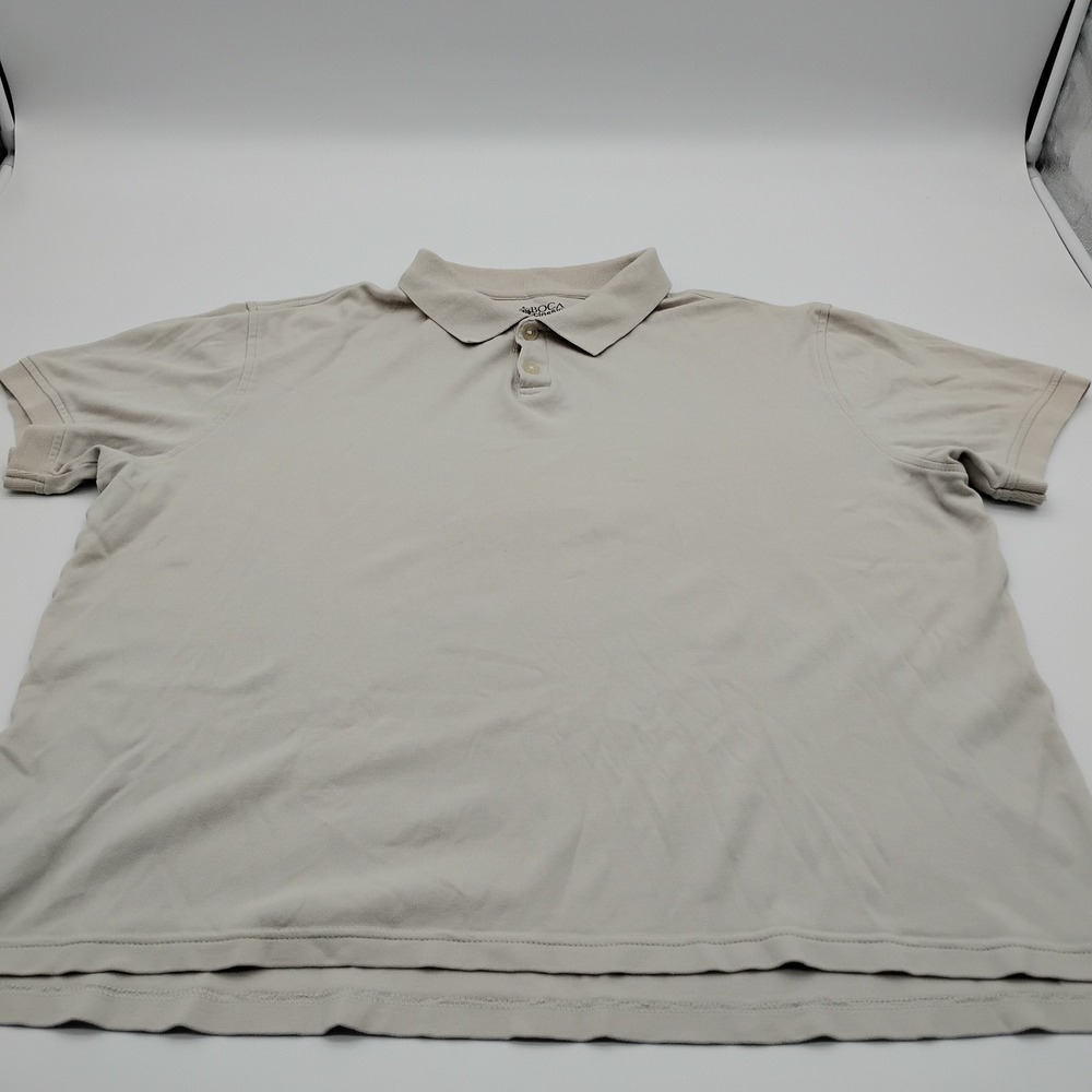 Boca Classics Mens Polo Shirt Tan Beige Short Sleeve 100% Cotton Large L
